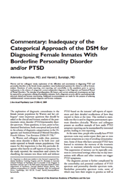 Commentary: Inadequacy if the Categorical Approach of the DSM for Diagnosing Female Inmates with Borderline Personality Disorder and/or PSTD